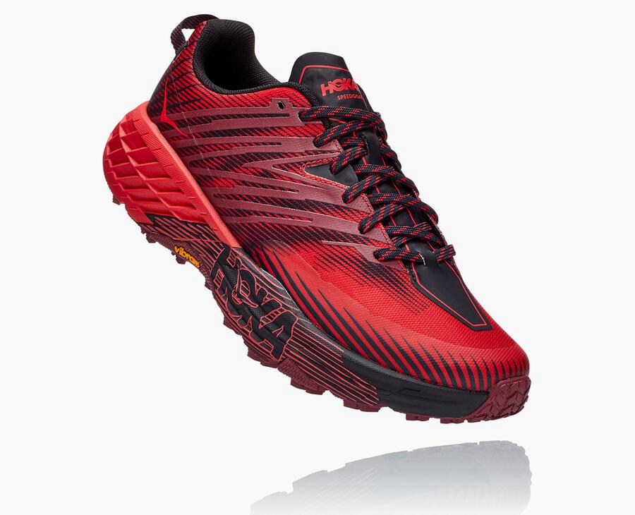 Hoka Australia One One Speedgoat 4 - Mens Trail Shoes Red - XQJOK-3562